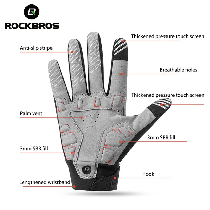 Full-Finger Cycling Gloves – Shockproof, Wear-Resistant, Windproof, Warm & Breathable MTB Gloves