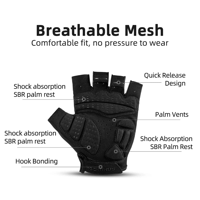 Half-Finger Cycling Gloves – Shockproof, Wear-Resistant, Breathable MTB Road Bike Gloves