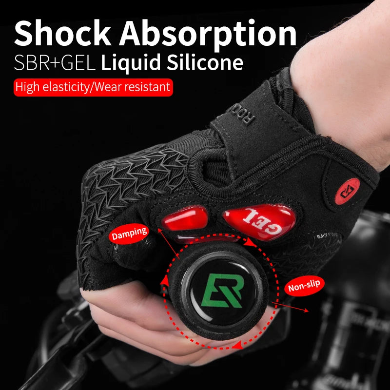 Touchscreen Cycling Gloves – Shockproof GEL-Padded Half-Finger MTB Bike Gloves for Autumn & Spring