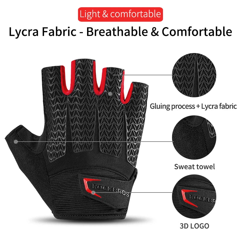 Touchscreen Cycling Gloves – Shockproof GEL-Padded Half-Finger MTB Bike Gloves for Autumn & Spring