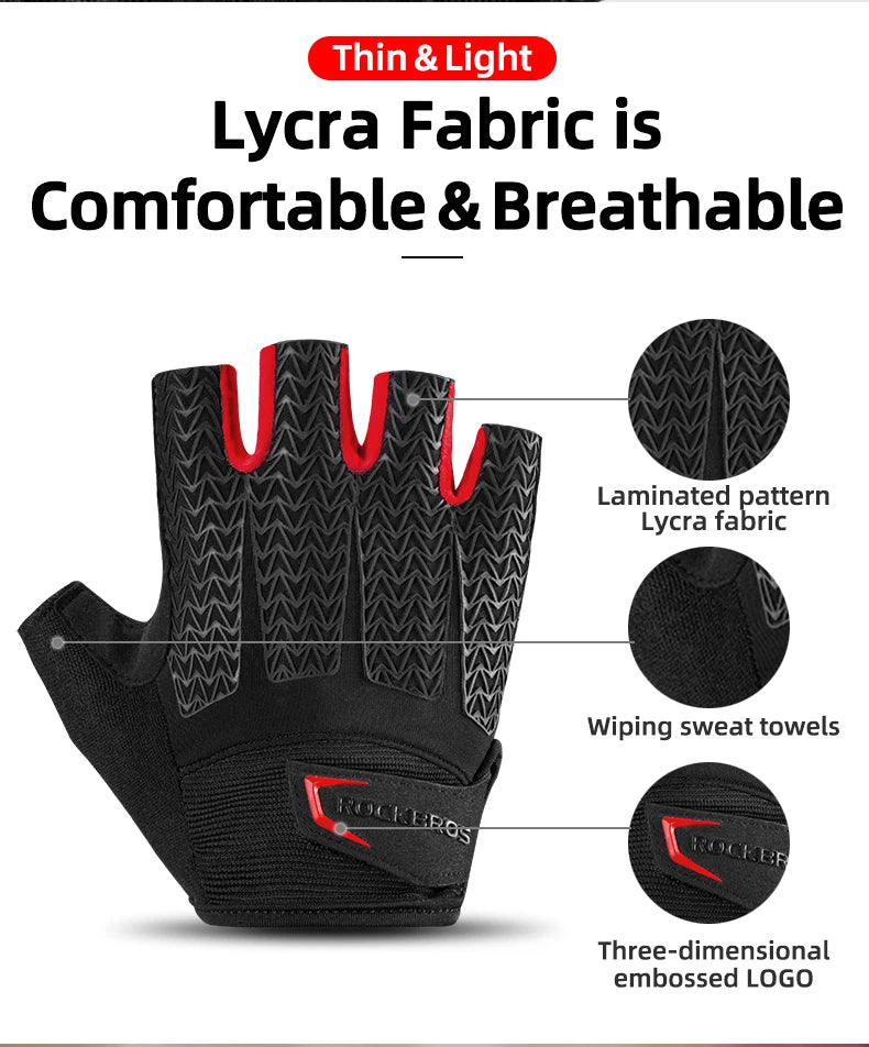 Touchscreen Cycling Gloves – Shockproof GEL-Padded Half-Finger MTB Bike Gloves for Autumn & Spring