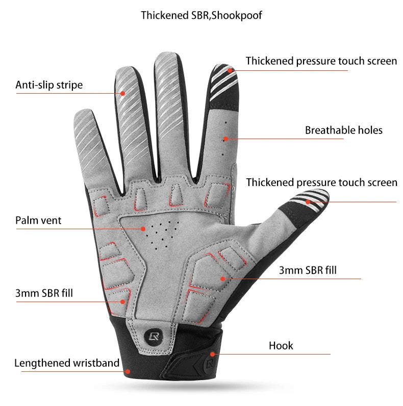 Full-Finger Cycling Gloves – Shockproof, Wear-Resistant, Windproof, Warm & Breathable MTB Gloves