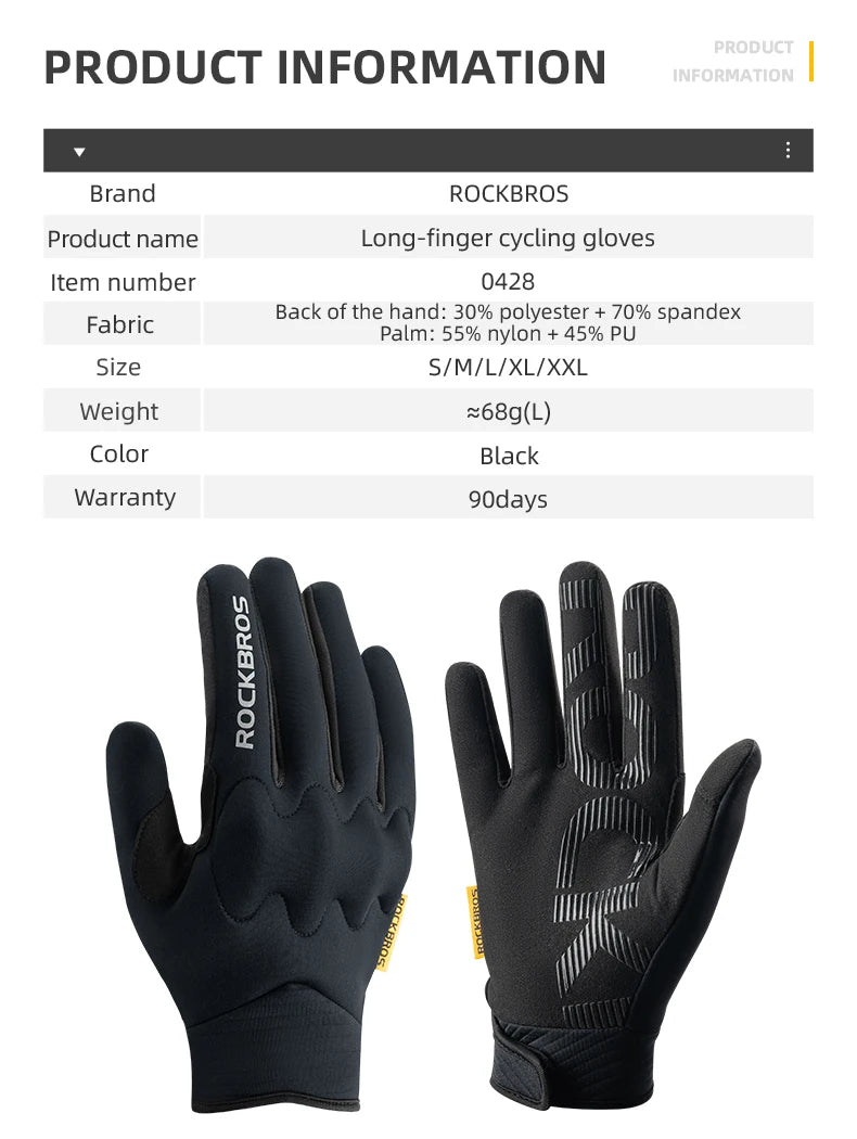 Touchscreen Winter Gloves – Windproof, Full-Finger Cycling, Ski, Non-Slip Warm Gloves for Sports, Motorcycle, and Hiking